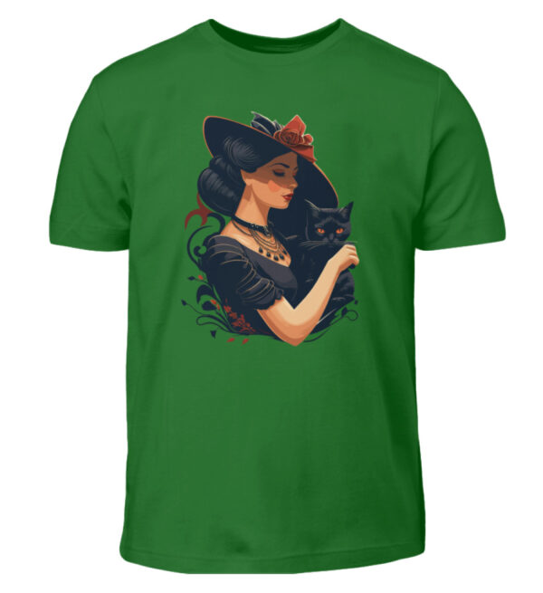 Woman with Black Cat - Kids Shirt-718