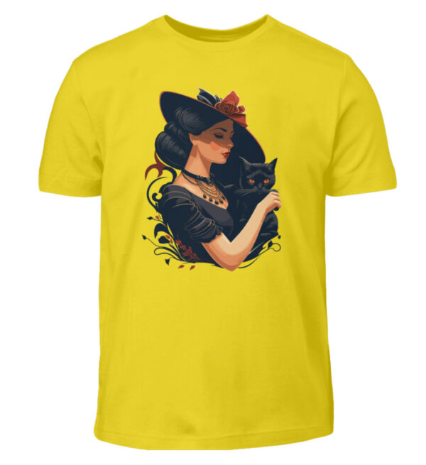 Woman with Black Cat - Kids Shirt-1102