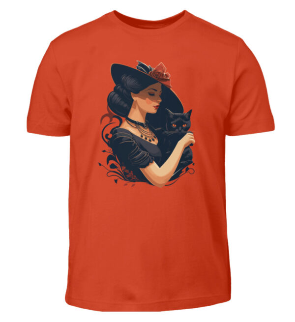 Woman with Black Cat - Kids Shirt-1236