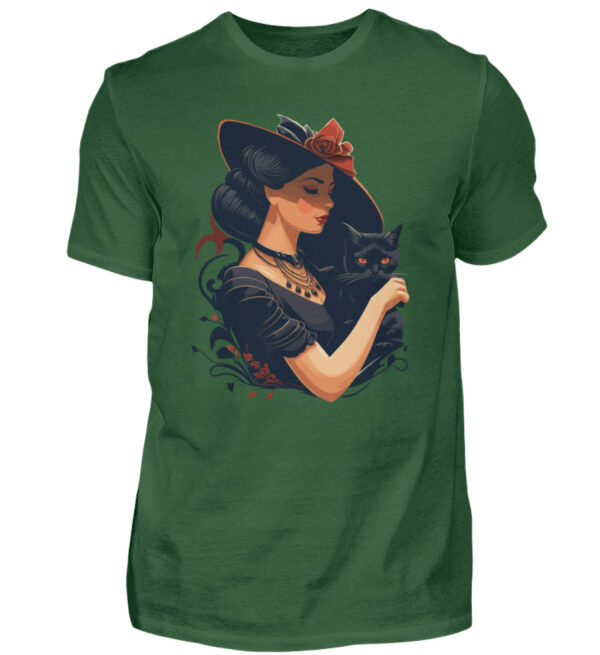 Woman with Black Cat - Men Basic Shirt-833