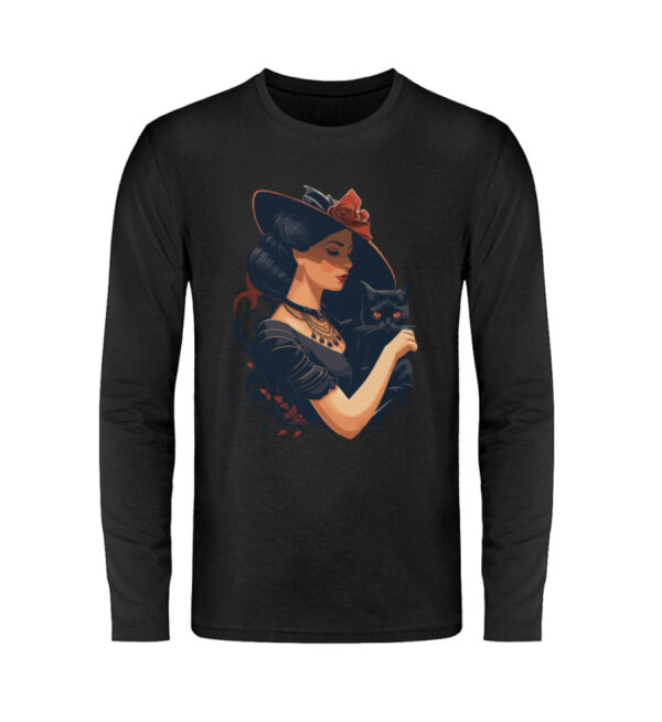 Woman with Black Cat - Unisex Long Sleeve T-Shirt-16
