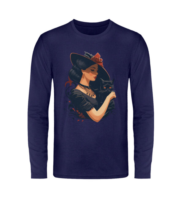 Woman with Black Cat - Unisex Long Sleeve T-Shirt-6964