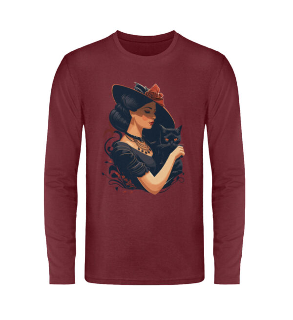 Woman with Black Cat - Unisex Long Sleeve T-Shirt-6974