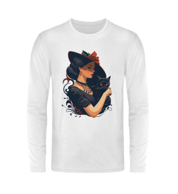 Woman with Black Cat - Unisex Long Sleeve T-Shirt-3