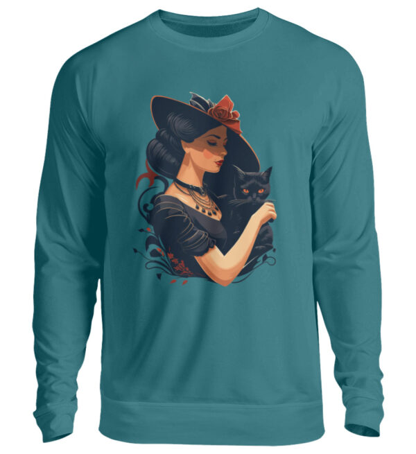 Woman with Black Cat - Unisex Sweatshirt-1461