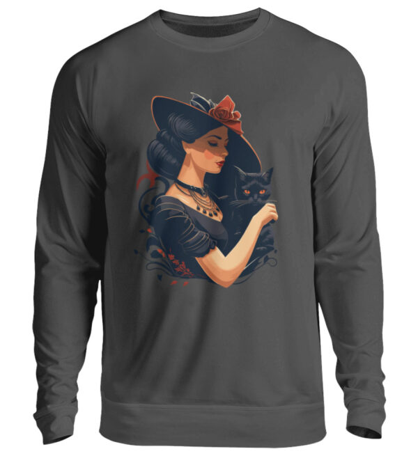 Woman with Black Cat - Unisex Sweatshirt-1768